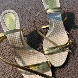 BCBGMaxAzria Gold Strappy Heels